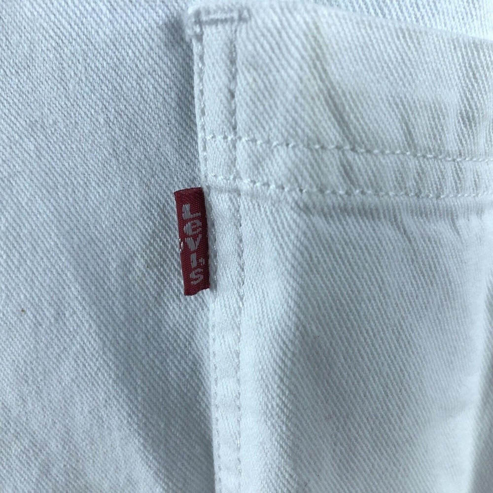 Vintage 90s Levi's White Denim Jean Shirt Metal Buttons Up Men's Large - Picture 7 of 9